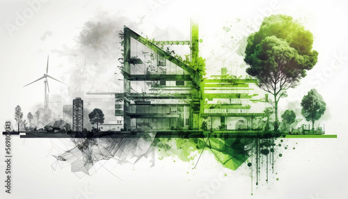City dedicated to sustainable engineering and environmental responsibility. Urban development, implementing innovative green engineering projects. Generative AI photo