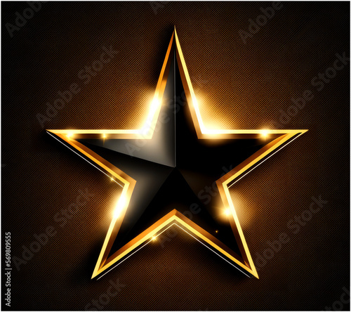 Black and Gold Star Shape Template with Light Effect