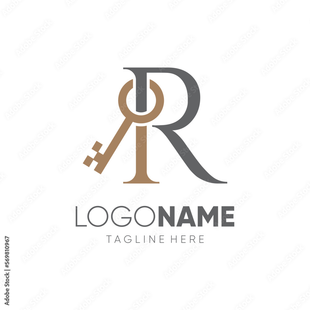 Initial Letter R Key Logo Design Vector Icon Graphic Emblem Illustration Initial Letter R Key Logo Design Vector Icon Graphic Emblem Illustration