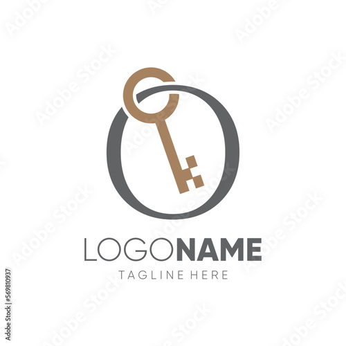 Initial Letter O Key Logo Design Vector Icon Graphic Emblem Illustration