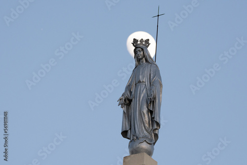 La Virgen Milagrosa cuidando de la ciudadanía de Pamplona desde los cielos Navarros.  photo