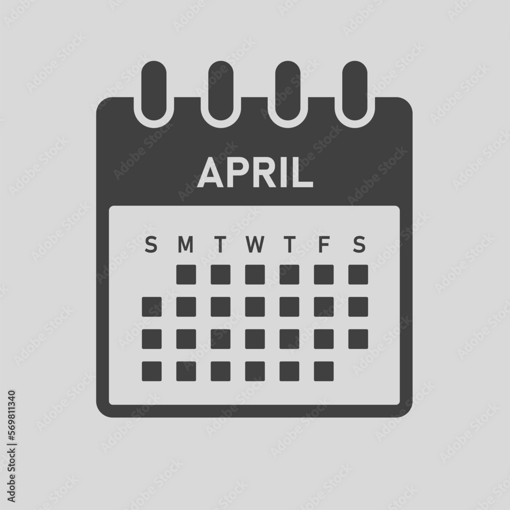 Vector template icon page calendar, month April Vector template icon page calendar, month April