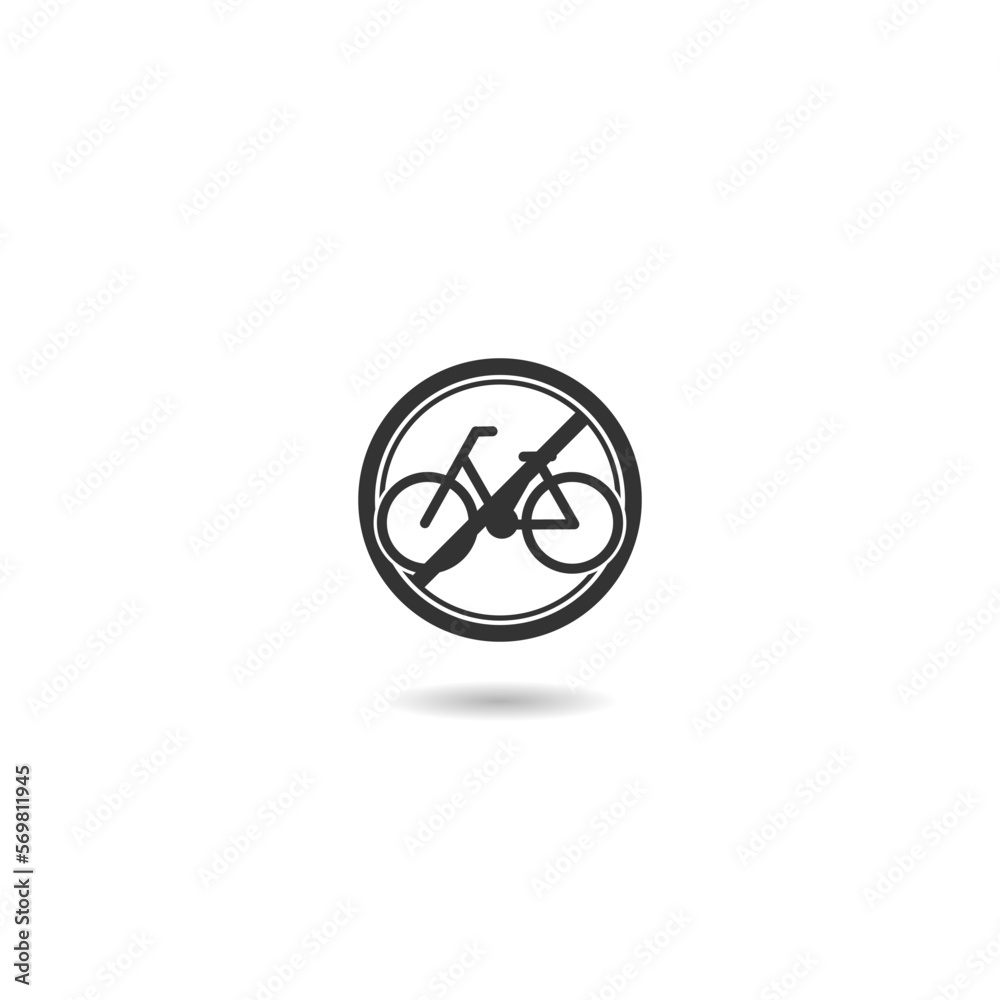 No cycling road sign flat icon with shadow