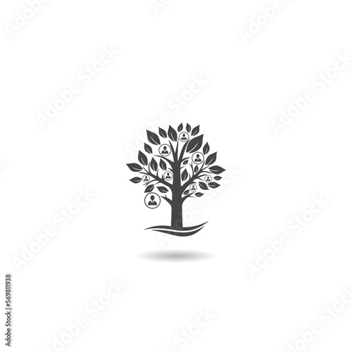 Family tree logo template with shadow