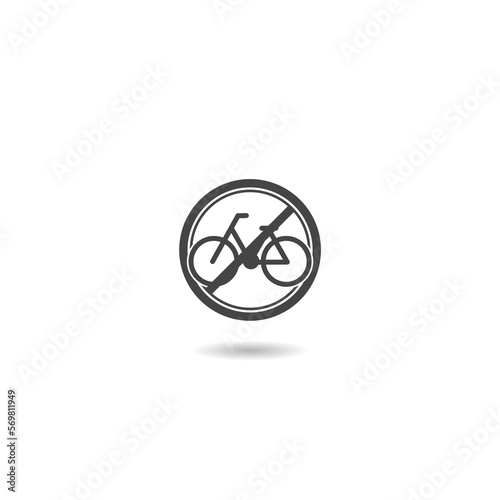 No cycling road sign flat icon with shadow