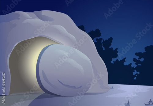 Light inside cave tomb
