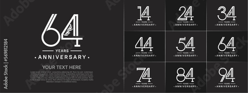 set of anniversary logotype white color and ornament for special celebration event