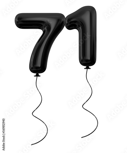 71 Balloons Black Number