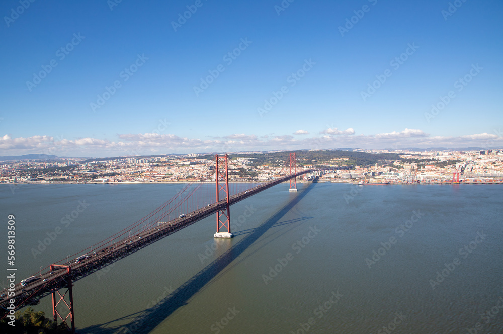 Landscape of the April 25 bridge over the Tagus river