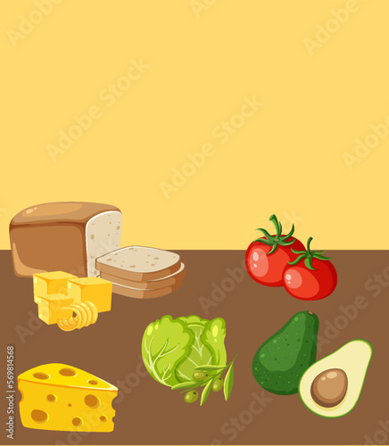 Various foods on the table