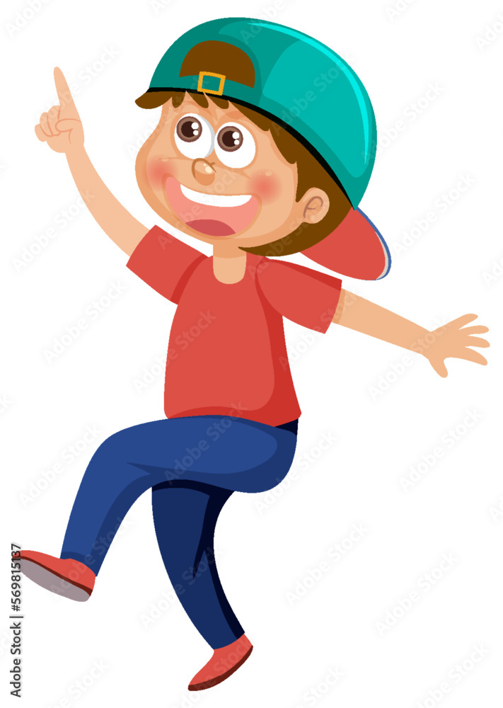 A boy pointing finger cartoon character
