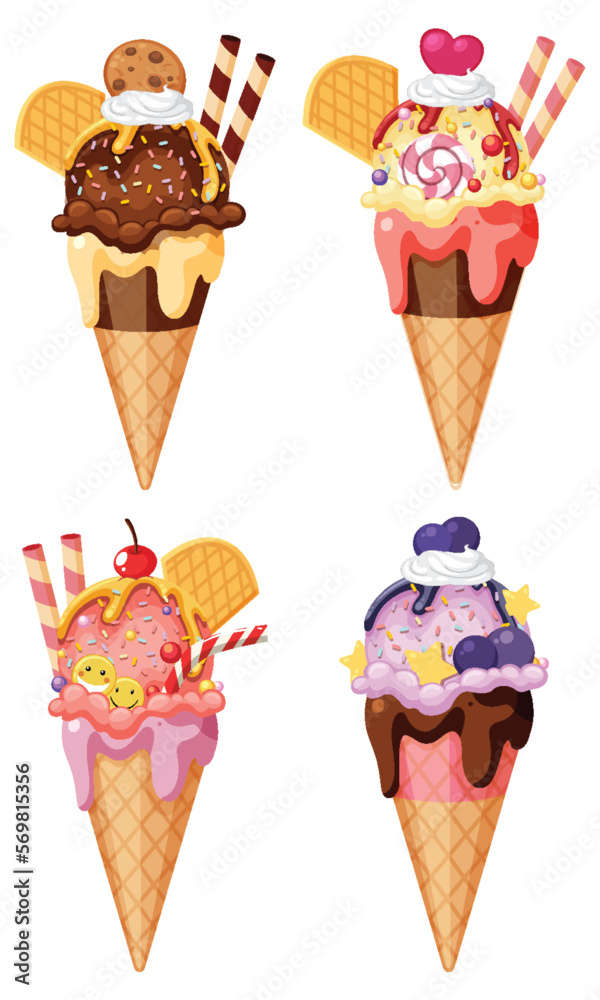 Colorful delicious desserts set Colorful delicious desserts set