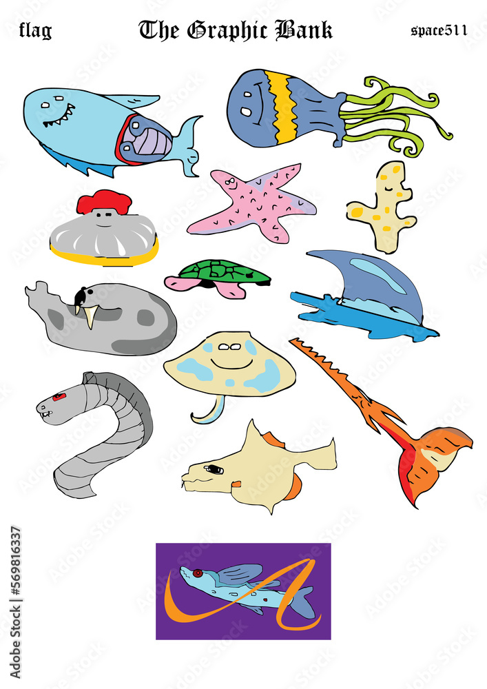 Obraz premium set of fish icons