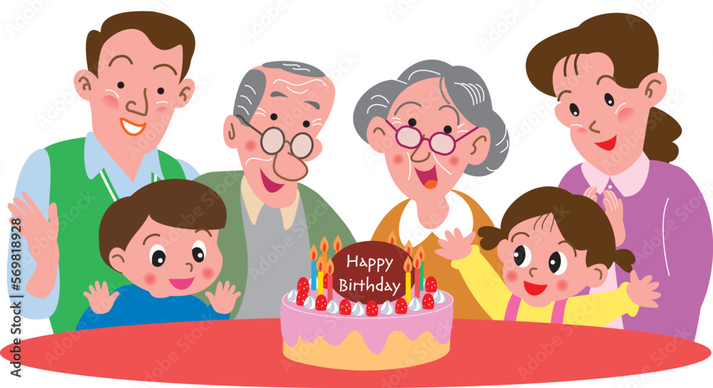 誕生日を祝う家族
誕生日を祝う家族