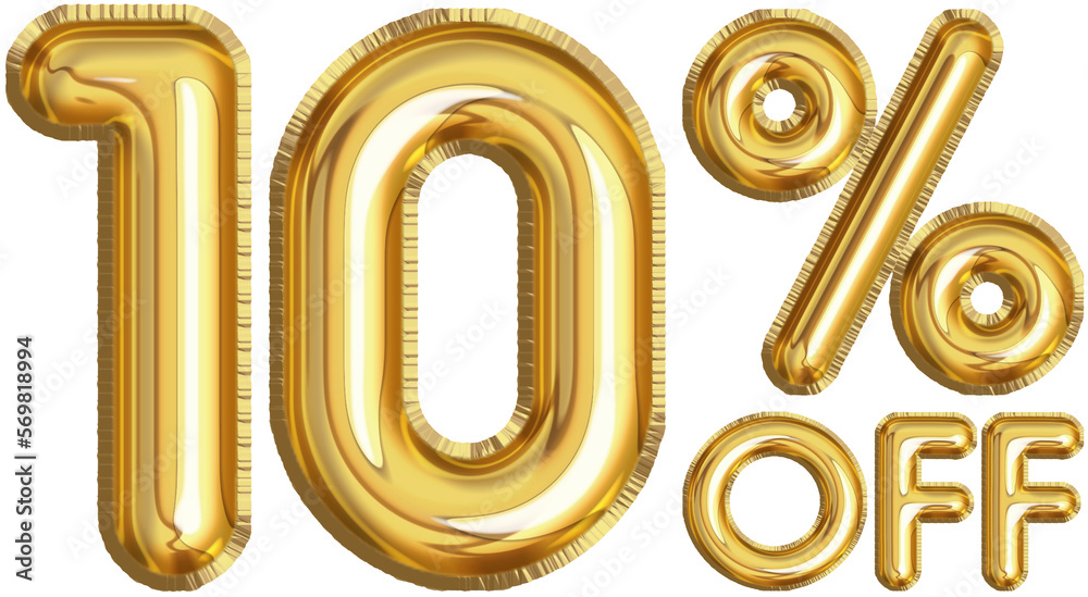 Golden balloon 10 Percent off Discount label Golden balloon 10 Percent off Discount label