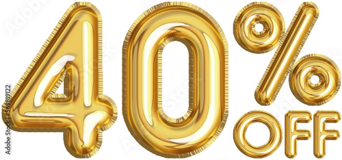 Golden balloon 40 Percent off Discount label