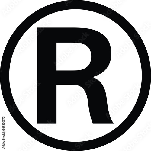 Register icon in circle , trademark sign and symbol vector design