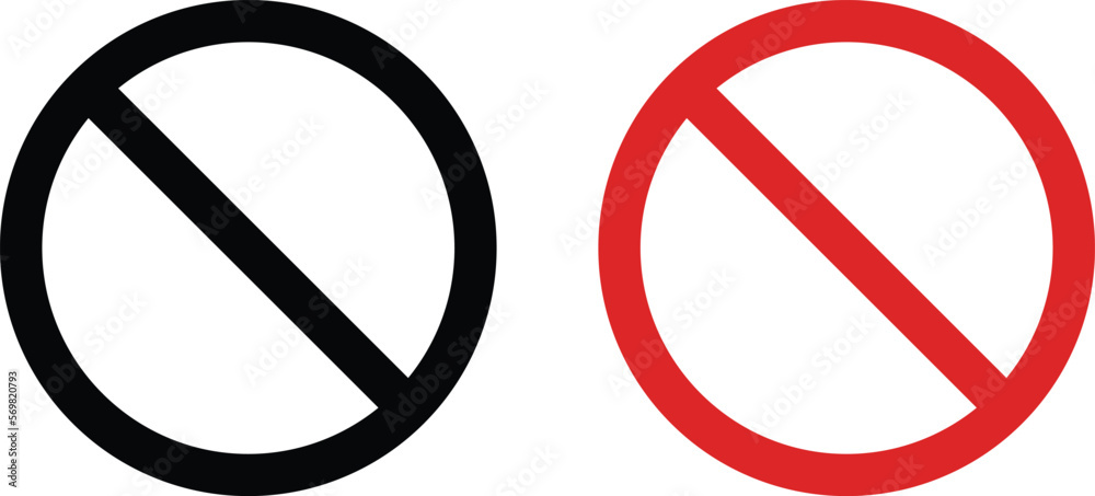 forbidden sign not allowed in red and black . ban icon symbol . stop entry sign . slash icon . prohibited mark - obrazy, fototapety, plakaty 