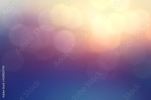 Twilight sky airy defocus background with bokeh lights. Pink light on deep blue backdrop.