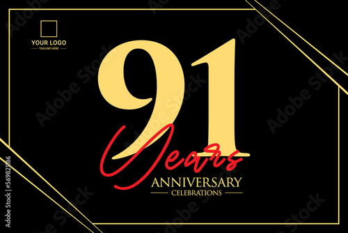 91th anniversary celebration logo design concept. Logo Vector Templates photo
