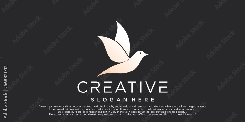 Bird logo template with line art style. creative abstract bird logo collection Premium Vector