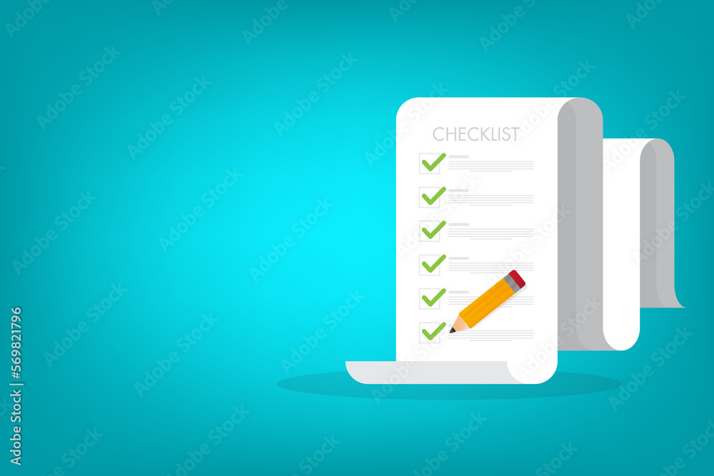 Check list document, paper check list and to do list with checkboxes
