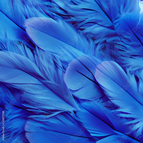 Blue feather texture background. Generative AI.