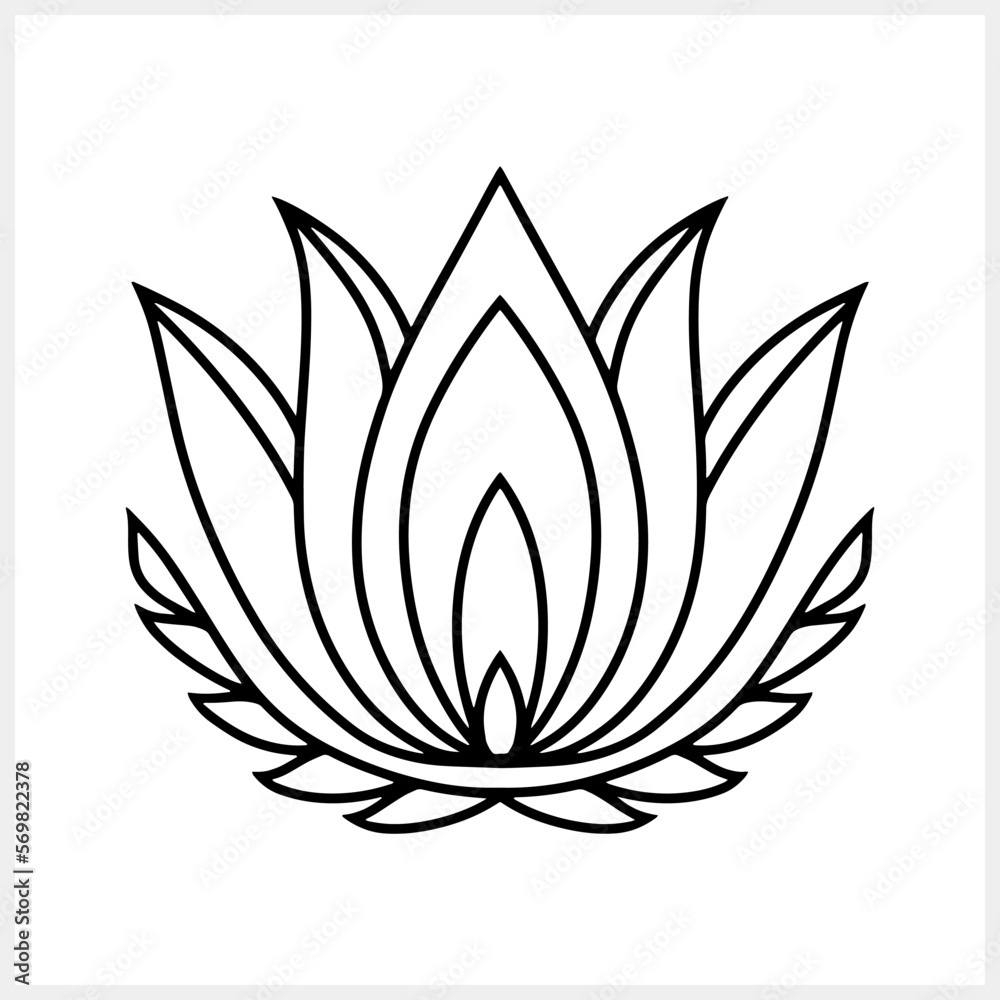 Lotus flower doodle icon. Sketch vector stock illustration. EPS 10