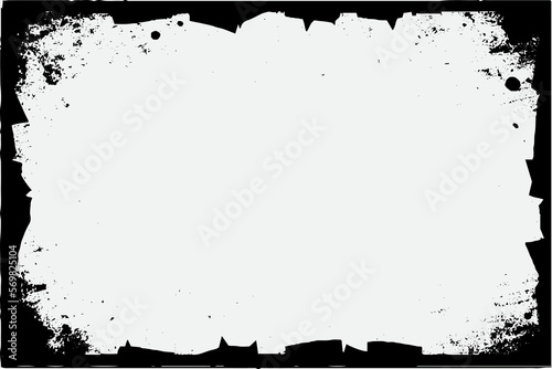 square frame with Grunge black ink ornament around the edges, white background in vector EPS format.