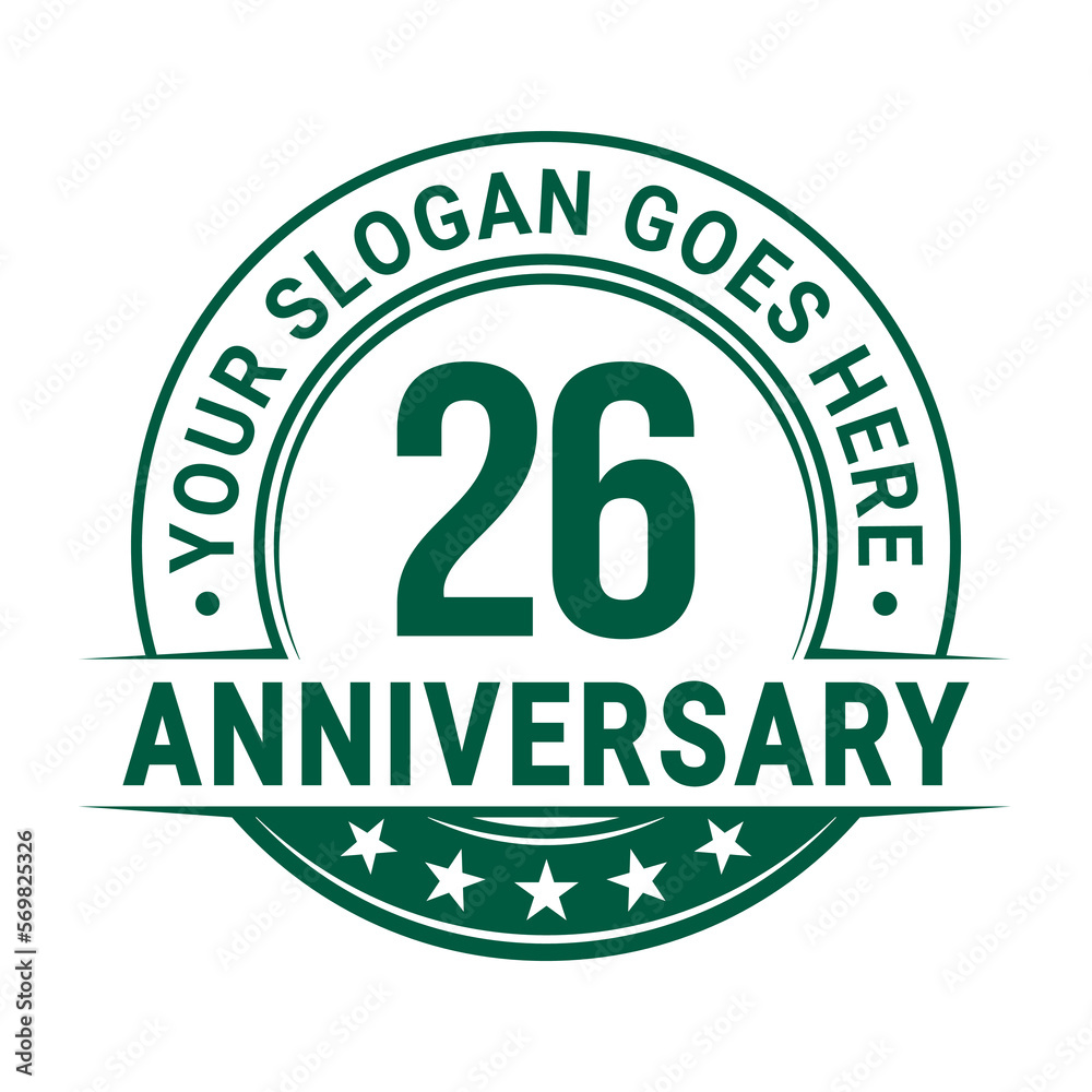 26 years anniversary logo design template. Vector illustration. 26 years anniversary logo design template. Vector illustration.