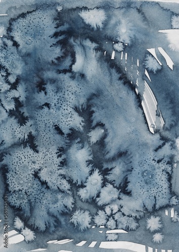 Watercolor painting, abstract. Salzwasser Technik. Abstrakte Wellen Muster. Muster Design. Dekorative Kunst.