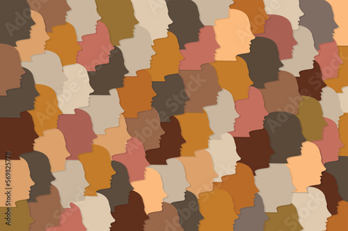 Diversity. Ethnically diverse people silhouette background. Vector illustration 