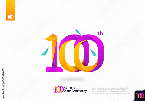 Number 100 logo icon design, 100th birthday logo number, 100th anniversary.