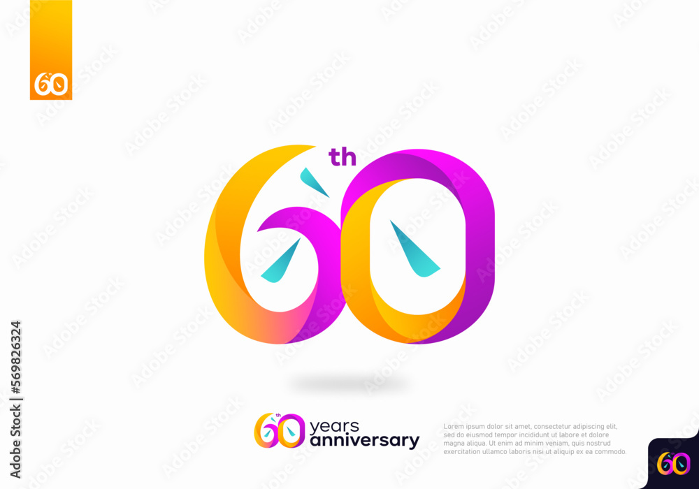 Number 60 logo icon design, 60th birthday logo number, 60th anniversary