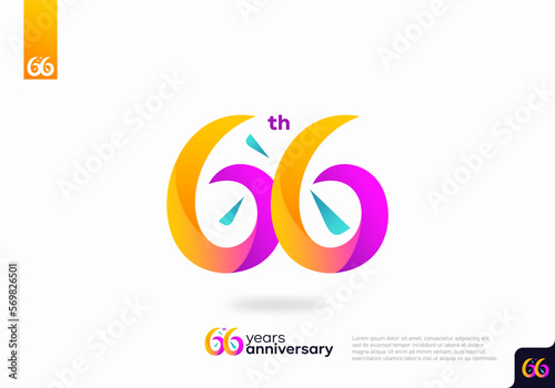 Number 66 logo icon design, 66th birthday logo number, 66th anniversary. photo