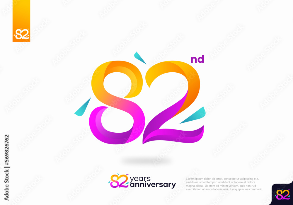 Obraz premium Number 82 logo icon design, 82nd birthday logo number, 82nd anniversary.