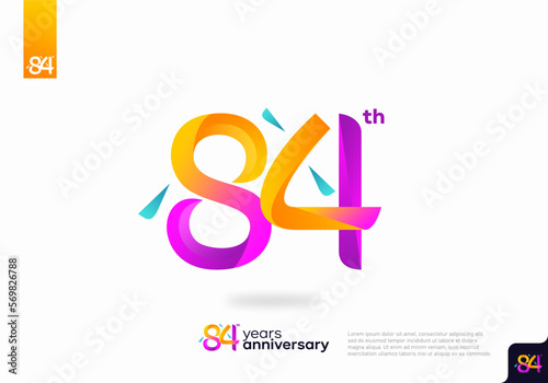 Number 84 logo icon design, 84th birthday logo number, 84th anniversary.