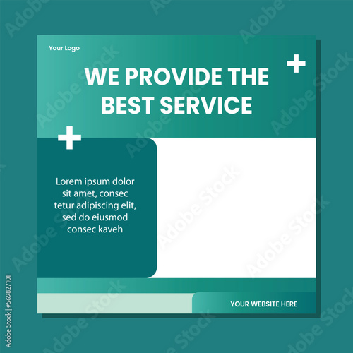 Medical healthcare service social media post template design. Hospital, doctor, clinic and dentist health business promotion flyer poster.