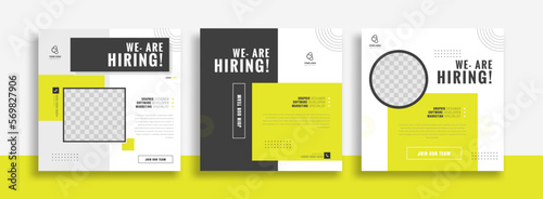 We are hiring job vacancy social media post banner design template. We are hiring job vacancy square web banner design.	