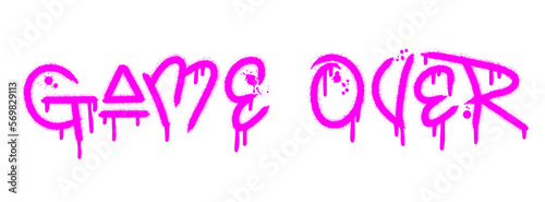 Game over text with splash effect and drops. Video game  concept. Urban street graffiti style. Print for banner, announcement, poster. Vector illustration is on white background