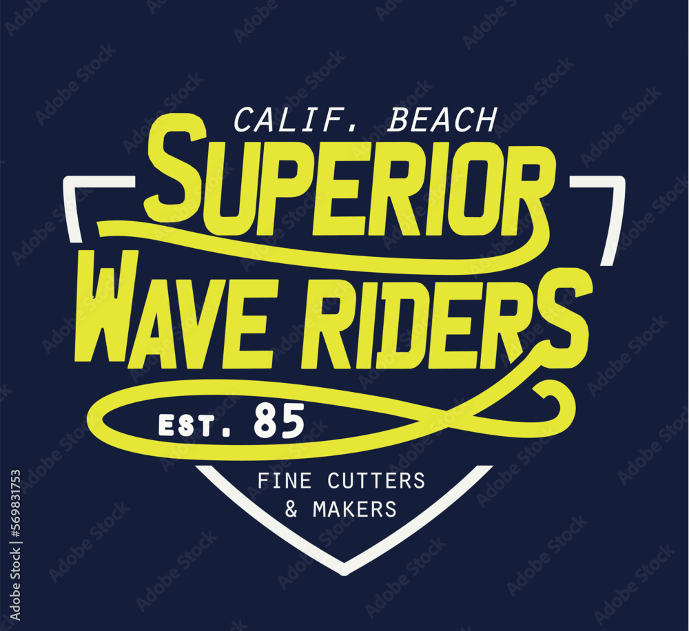 Naklejka premium surfing summer illustration beach and wave