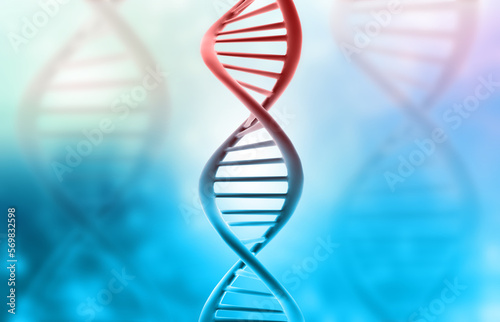 DNA strand on scientific background. 3d illustration..