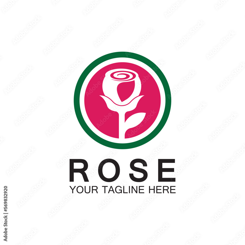 Fototapeta premium Rose logo flower vector icon illustration design