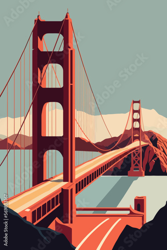 famous Golden Gate Bridge, San Francisco vector illustration