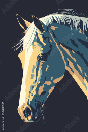 horse flat color illustration