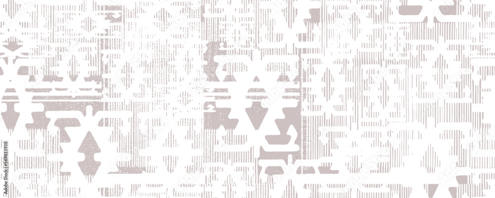 Rhombus Ikat Vector Pattern. Ogee Geometric Print. Wet Vintage Tie Dye Ornament. beige cream ivory  on White Abstract Ethnic Kilim. natural Carpet Rug Chevron Motif. Watercolor Batik