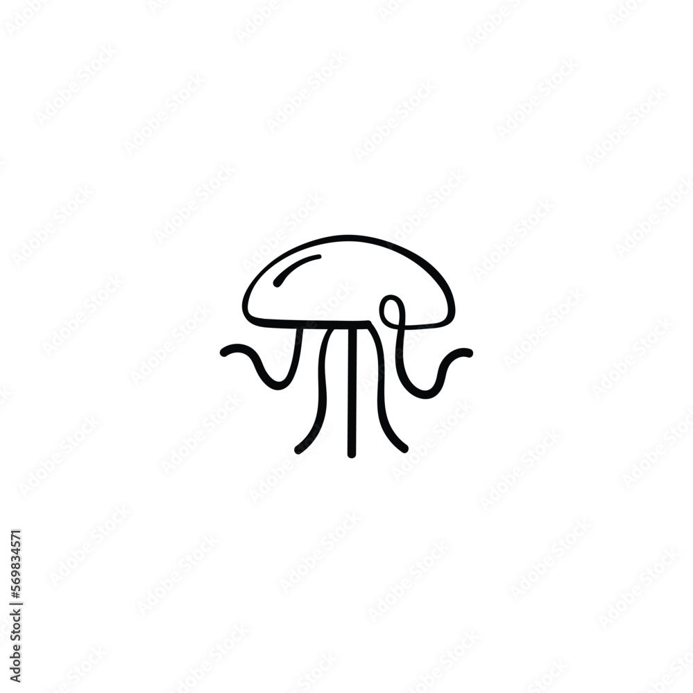 Jellyfish Line Style Icon Design