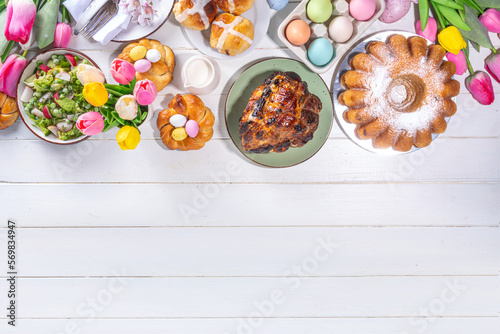 Fototapeta Naklejka Na Ścianę i Meble -  Festive Easter dinner or brunch table