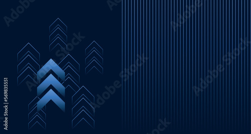 vector with arrows of blue color on a dark background. neon arrows pointing up