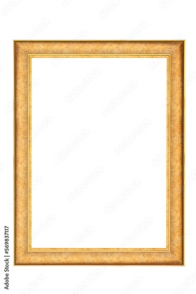 golden wooden frame on white background golden wooden frame on white background